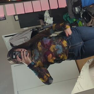 Zara see through sparkly shirt